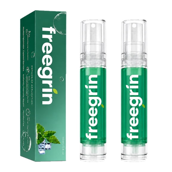 Freegrin 2 Pack Sugar-Free Oral Mouth Spray, Long-Lasting Fresh Breath, 10ml Portable Travel Size, Moisturizing & Gentle Formula (Mint Flavor)
