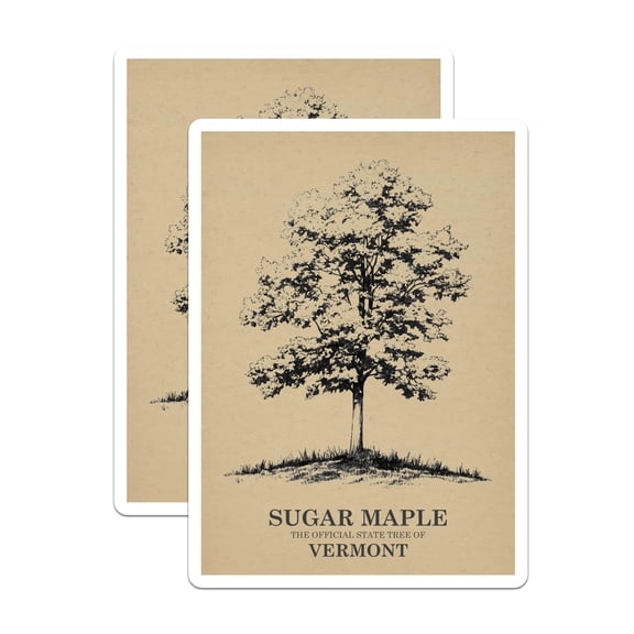 (2 Pack) Sugar Maple Tree Magnets - Vermont State Tree - Nature Artwork - 5" On Longest Side - Premium Magnet - for Cars, Refrigerators, Toolboxes, Lockers - Made in USA - MAG18607