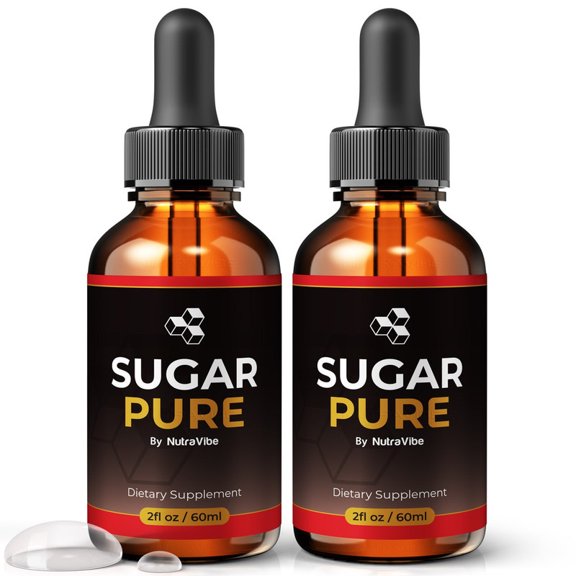 (2 Pack) Sugar Pure Drops Daily Liquid Formula with a Clean, Natural Blend to Support Natural Flow, Balanced Levels & Healthy Circulation | Convenient for Consistent Use (60 Servings)