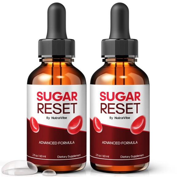(2 Pack) Sugar Reset Drops Daily Liquid Formula with a Clean, Natural Blend to Support Natural Flow, Balanced Levels & Healthy Circulation | Convenient for Consistent Use (60 Servings)