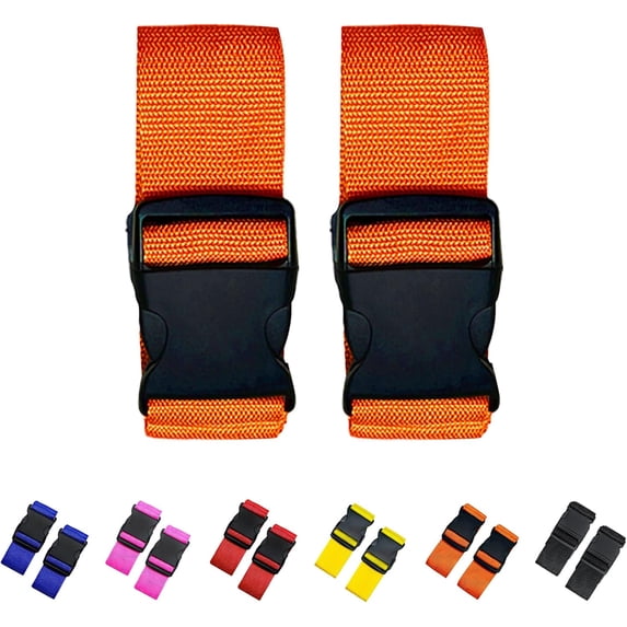 2 Pack Suitcase Straps, Bright Color Adjustable Luggage Belts, TSA Approved