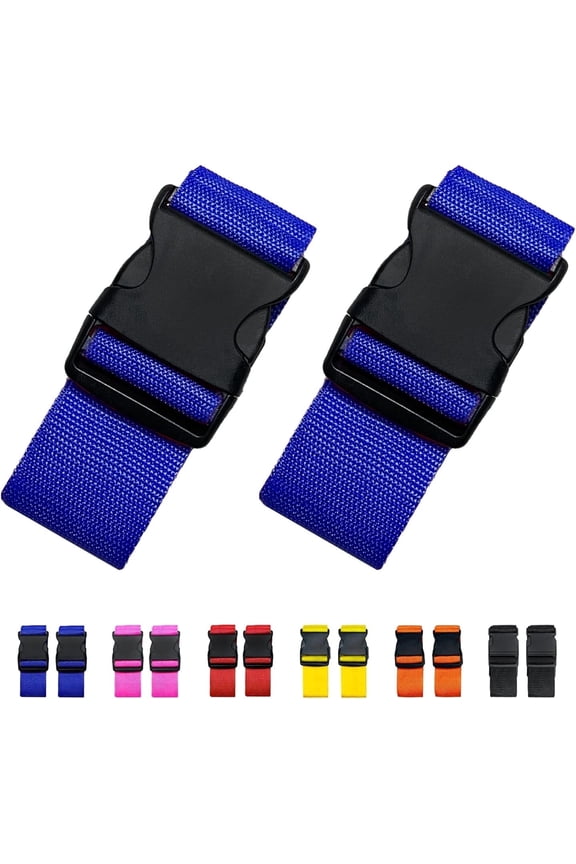 2 Pack Suitcase Straps, Bright Color Adjustable Luggage Belts, TSA Approved