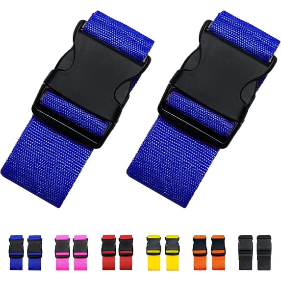2 Pack Suitcase Straps, Bright Color Adjustable Luggage Belts, TSA Approved