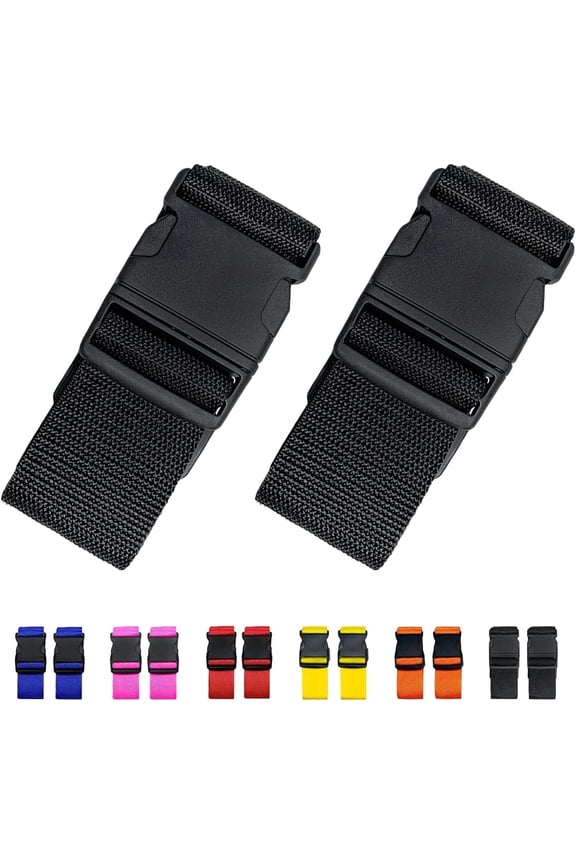 2 Pack Suitcase Straps, Bright Color Adjustable Luggage Belts, TSA Approved