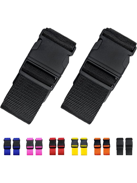 2 Pack Suitcase Straps, Bright Color Adjustable Luggage Belts, TSA Approved
