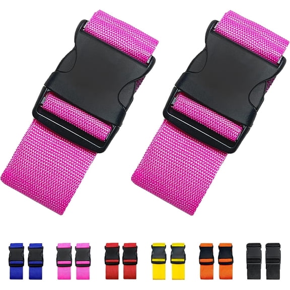 2 Pack Suitcase Straps, Bright Color Adjustable Luggage Belts, TSA Approved