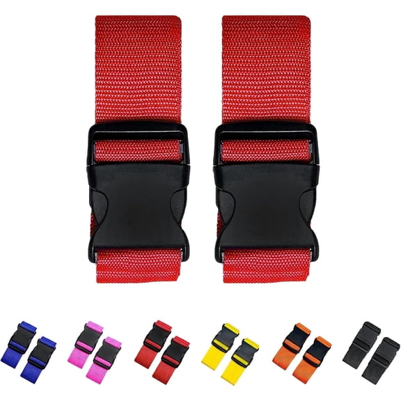 2 Pack Suitcase Straps, Bright Color Adjustable Luggage Belts, TSA Approved