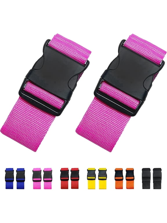 2 Pack Suitcase Straps, Bright Color Adjustable Luggage Belts, TSA Approved