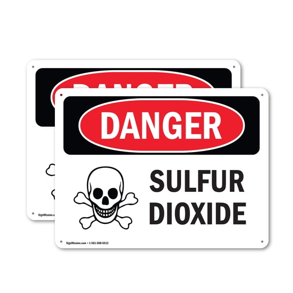 (2 Pack) Sulfur Dioxide OSHA Danger Sign 10 Inch X 7 Inch Plastic Sign, Weather Resistant, UV Protected for Workplace, Business, and Construction Site, Made in the USA