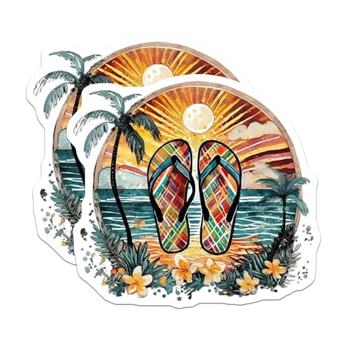 (2 Pack) Summer Beach Flip Flop Magnets Magnets - 5" On Longest Side - Made in USA - Sticks to Refrigerators & Metal Surfaces - MAG9332