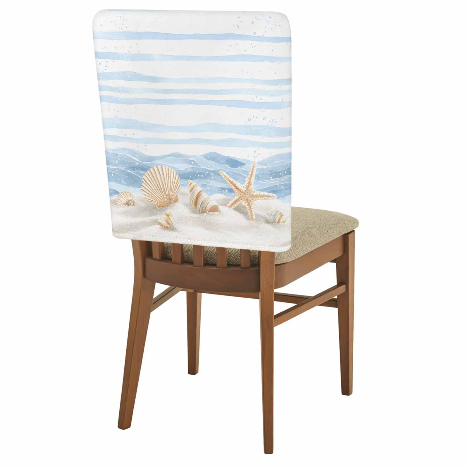 2 Pack Summer Beach Seashell Chair Back Covers Ocean Watercolor Sea ...