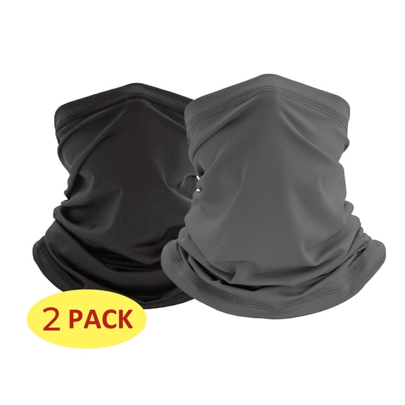2 Pack Summer Breathable Cooling Face Mask Neck Gaiter - UV Protection, Lightweight, Adjustable, Reusable for Outdoor Activities (Black/Gray)
