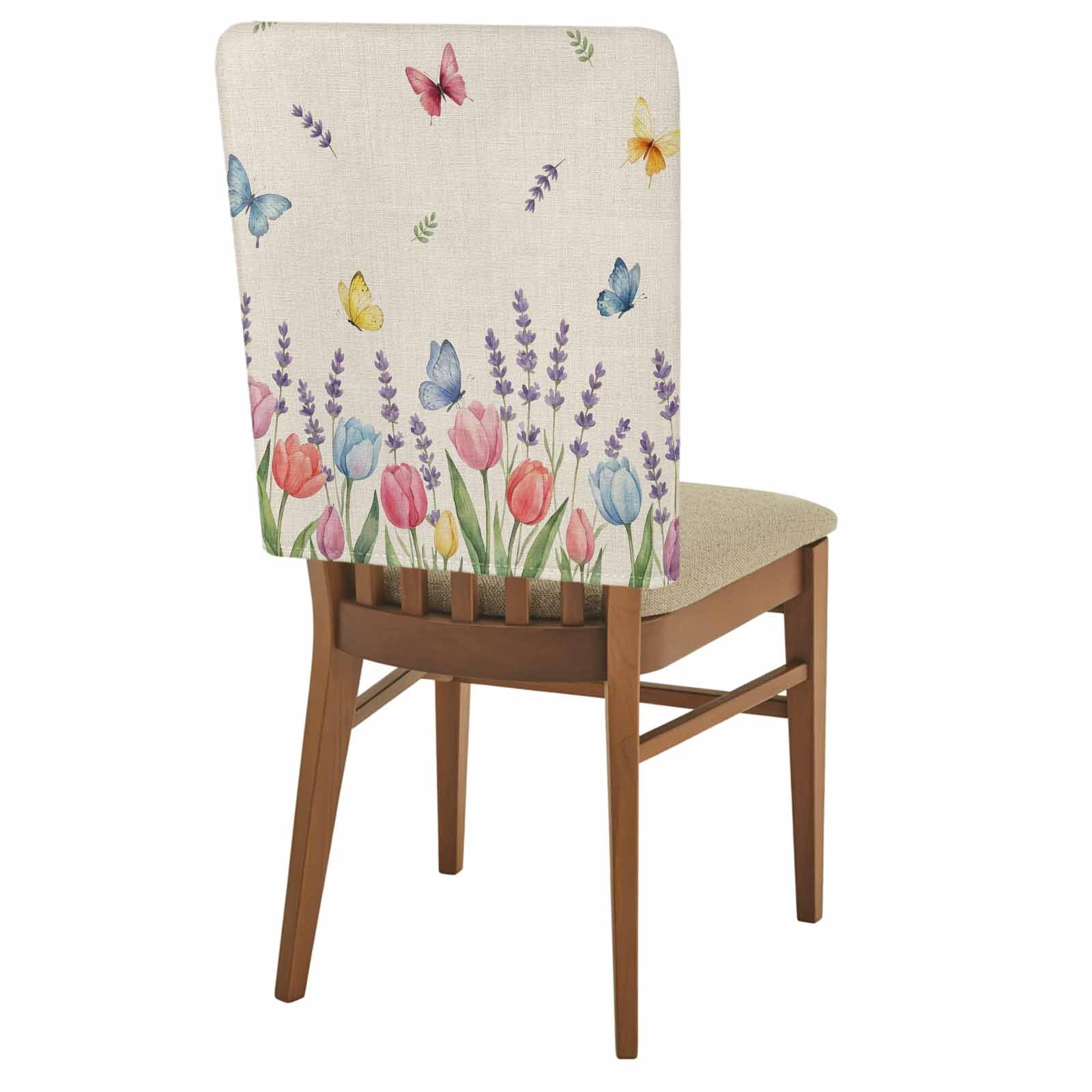 2 Pack Summer Flower Chair Back Covers Rustic Pink Tulips Floral Color ...