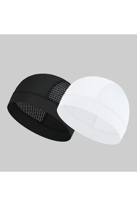 2-Pack Summer Outdoor Cycling Breathable Ice Silk Lined Cap High Elasticity Sweat Absorbing Lightweight Mesh Headscarf for Running Hiking Fishing