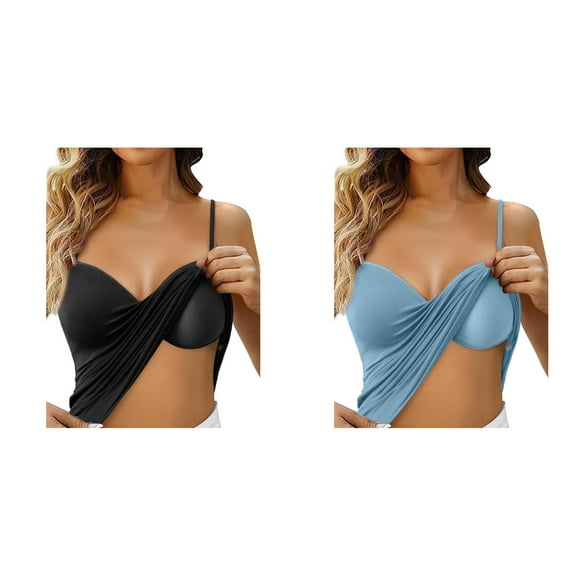 2 Pack Summer Sleeveless Tops for Women Women's Shelf Bra Camisole Tops Adjustable Spaghetti Strap Cami Tank Undershirts Tank Tops for Women M