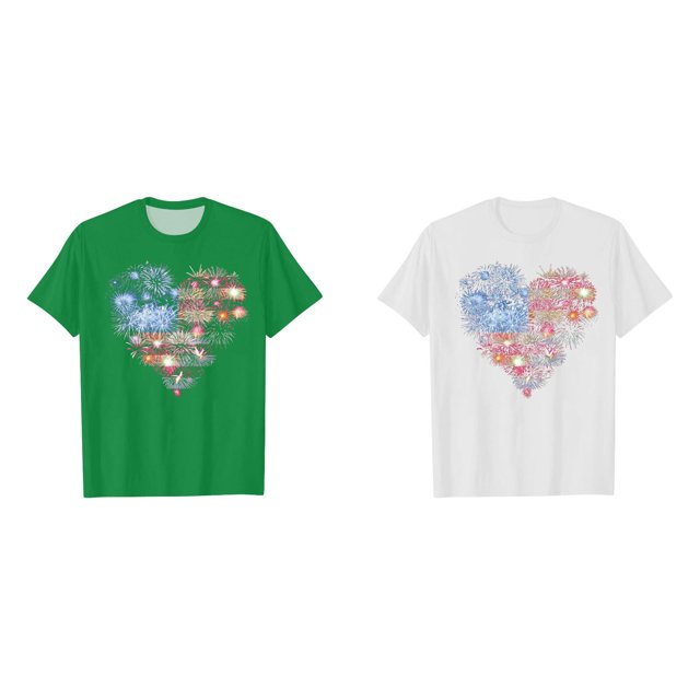 (2Pack) Summer Toddler Boys Girls Big Tall Top independence Day Short