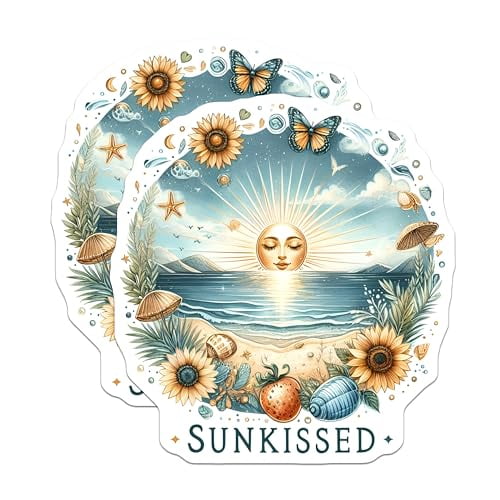 (2 Pack) Sun Beach Magnets - Sunflower Ocean Decor - Sunkissed Summer Decor - 5" On Longest Side - for Cars, Fridges, Toolboxes - Made in USA - MAG6251