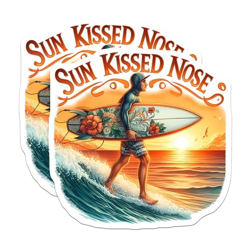 (2 Pack) Sun Kissed Nose Magnets Magnets - Surfing Decor - Coastal Beach Art - 5" On Longest Side - Made in USA - Sticks to Refrigerators & Metal Surfaces - MAG9308