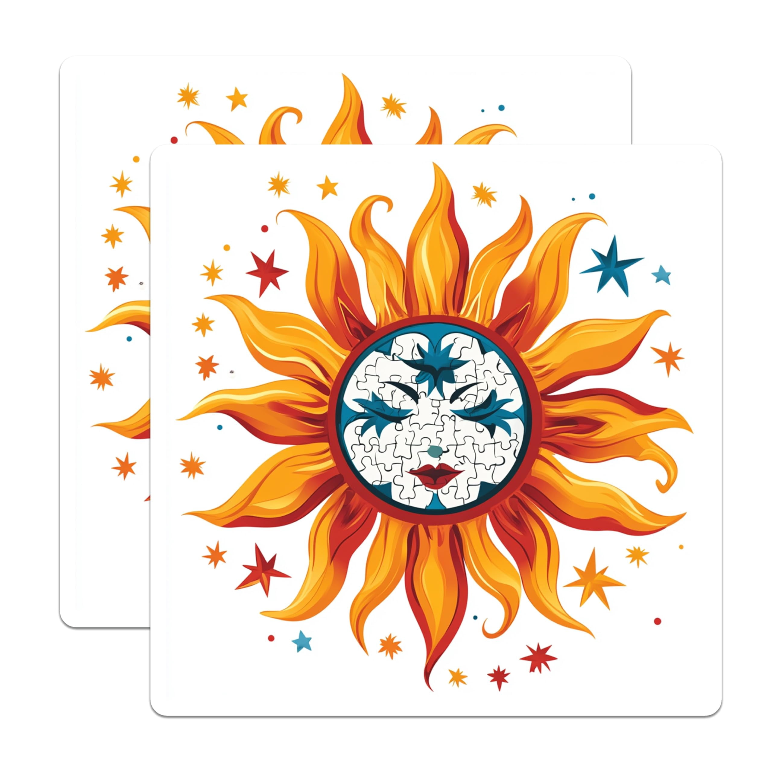 Sun Sticker Redium (2 Pack) Sun Puzzle Stickers - Celestial Bohemian Decals - Mystical Sun ...