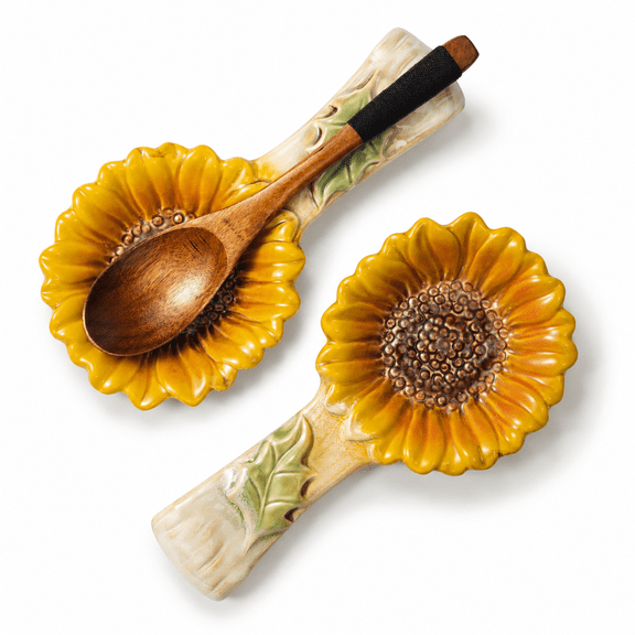 2 Pack Sunflower Ceramic Spoon Rest