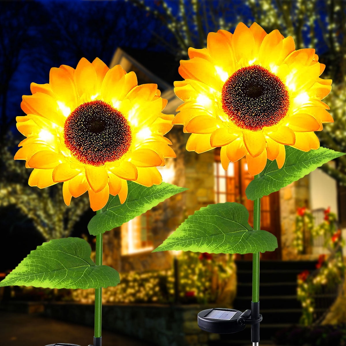 2 Pack Sunflower Solar Lights, Outdoor Decorative 