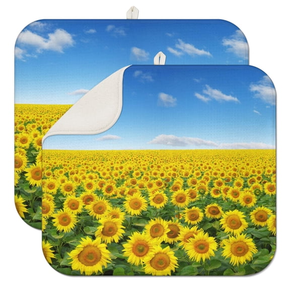 2 Pack Sunflower with Quote Design Pads - Thick 3-Layer Foldable Drying Mat