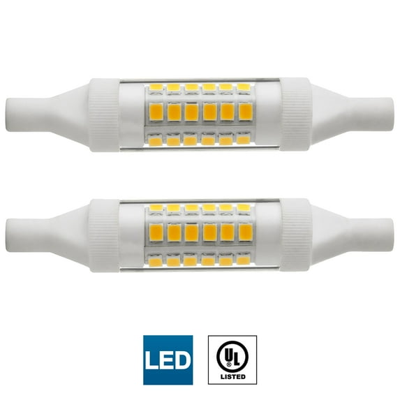 2 Pack Sunlite LED T5 Double Ended Bulb (R7s), 4.5 Watts (30 Watt Halogen Equivalent), 10,000 Hour Life Span, 3000K Warm White, UL Listed