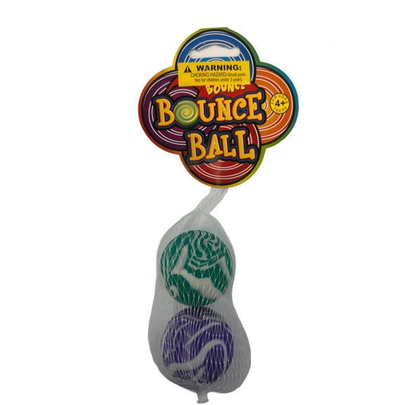 2 Pack Super Bounce Balls Set, Classic Toy for Endless Fun, Bounce, Throw and Play for Hours, Ideal Party Favor, Stocking Stuffer or Fun Gift for Kids and Adults of All Ages, Green, Purple