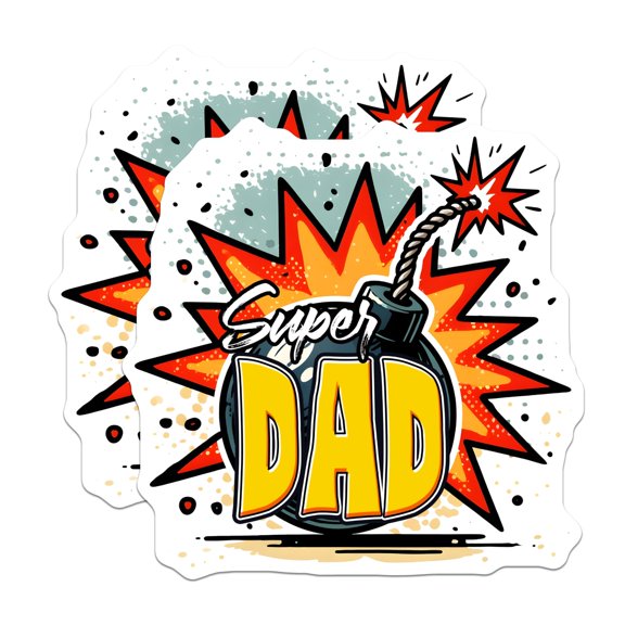 (2 Pack) Super Dad Magnets - Funny Dad - Father's Day Decor - Superhero Dad Keepsake - Cool Dad Gifts - 5" On Longest Side - for Cars, Fridges, Toolboxes - Made in USA