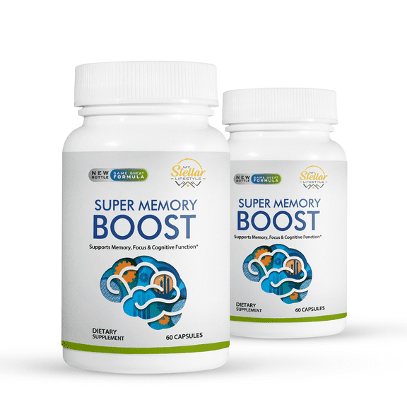 2 Pack Super Memory Boost, supports memory, focus & cognitive function-60 Capsules x2