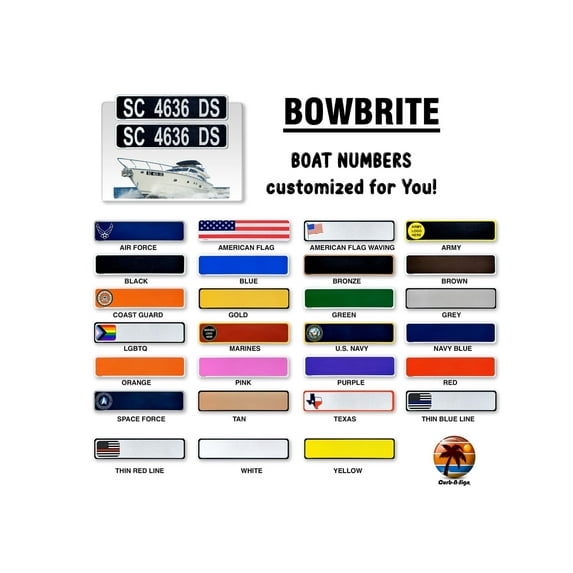 2 Pack Super Reflective Custom Boat Registration Numbers and Letters Stickers, Set of 2 Custom Boat Stickers Numbers Lettering (4"x20"), Waterproof Vinyl Decal Boat Decal Stickers (Black)