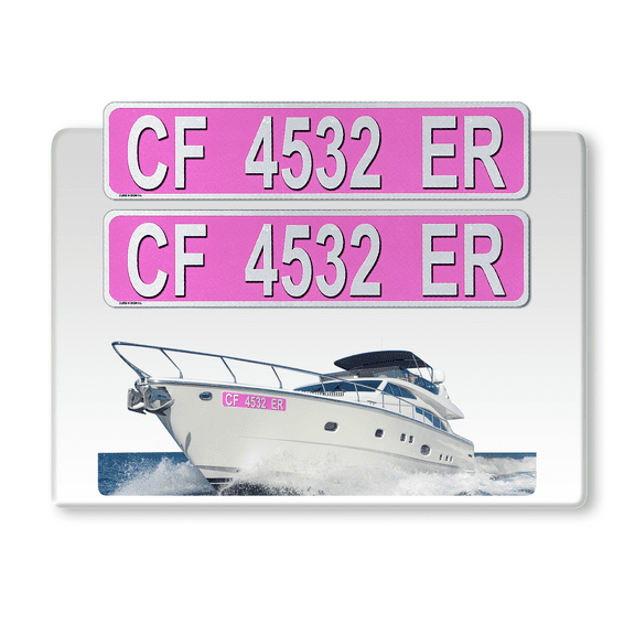 2 Pack Super Reflective Custom Boat Registration Numbers and Letters Stickers, Set of 2 Custom Boat Stickers Numbers Lettering (4"x20"), Waterproof Vinyl Decal Boat Decal Stickers (Pink)