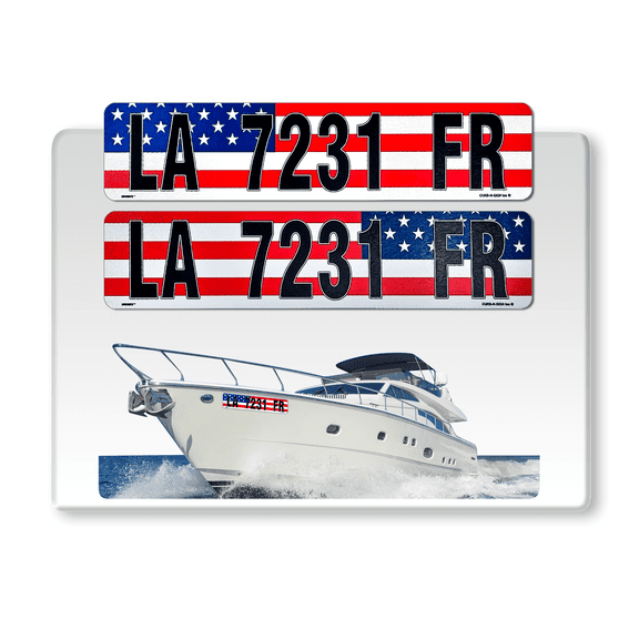 2 Pack Super Reflective Custom Boat Registration Numbers and Letters Stickers, Set of 2 Custom Boat Stickers Numbers Lettering (4"x20"), Waterproof Vinyl Decal Boat Decal Stickers (American Flag)
