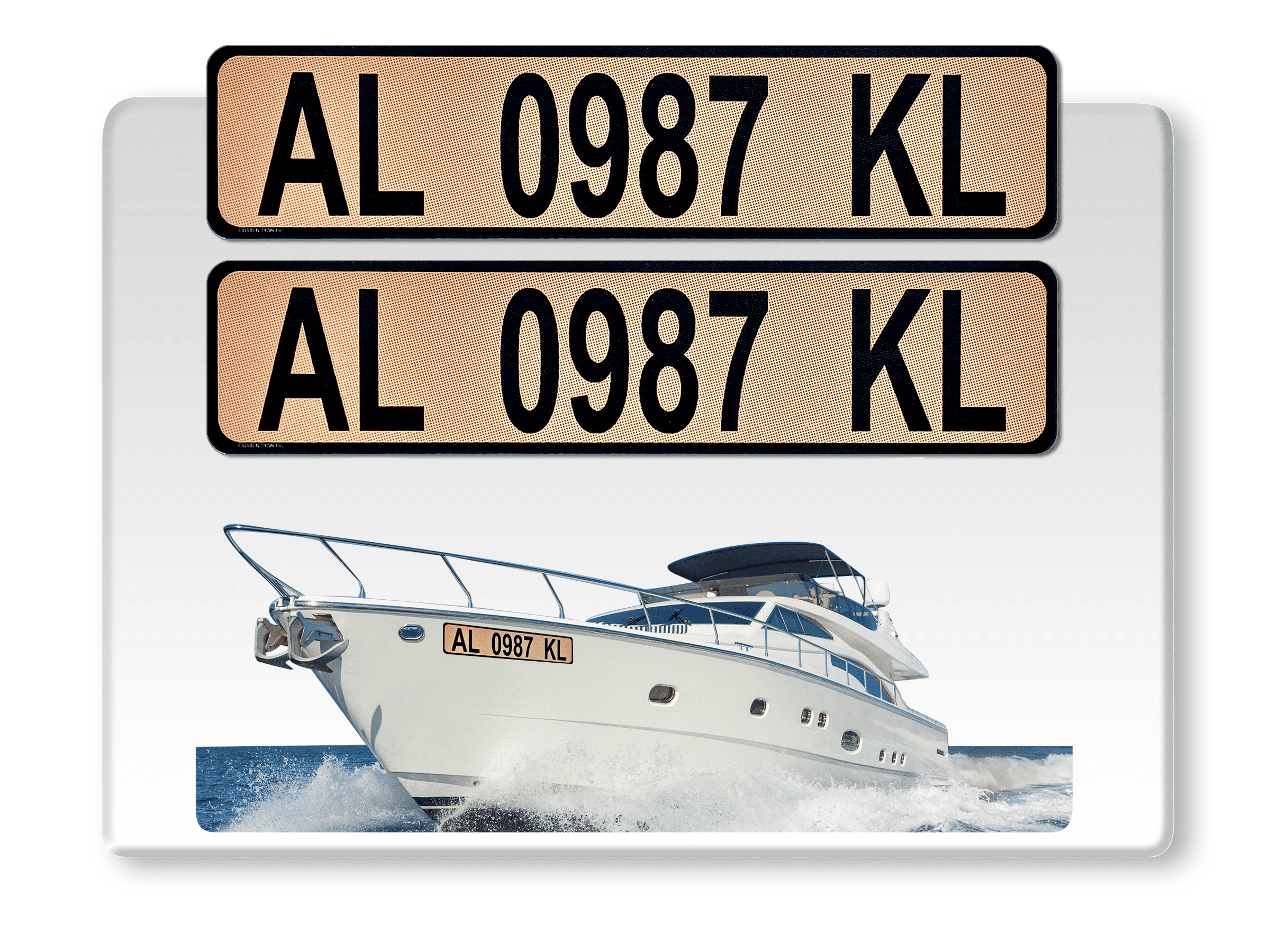 Boat Registration Numbers & Letters - 2PC Waterproof PVC Plate With Straps & Stickers