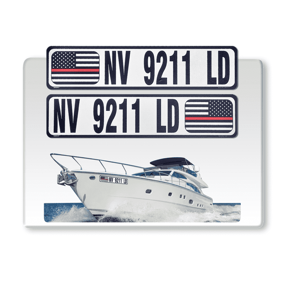 2 Pack Super Reflective Custom Boat Registration Numbers and Letters Stickers, Set of 2 Custom Boat Stickers Numbers Lettering (4"x20"), Waterproof Vinyl Decal Boat Decal Stickers (Red Line)