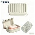thumbnail image 1 of 2 Pack Superior Leak-Proof Plastic Travel Soap Case with Drainage Lid/Layer, Compact Bar Soap Container, Durable Soap Holder for Camping, Gym, and Travel Size Toiletries (White), 1 of 7