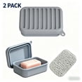 thumbnail image 1 of 2 Pack Superior Leak-Proof Plastic Travel Soap Case with Drainage Lid/Layer, Compact Bar Soap Container, Durable Soap Holder for Camping, Gym, and Travel Size Toiletries (Gray), 1 of 7