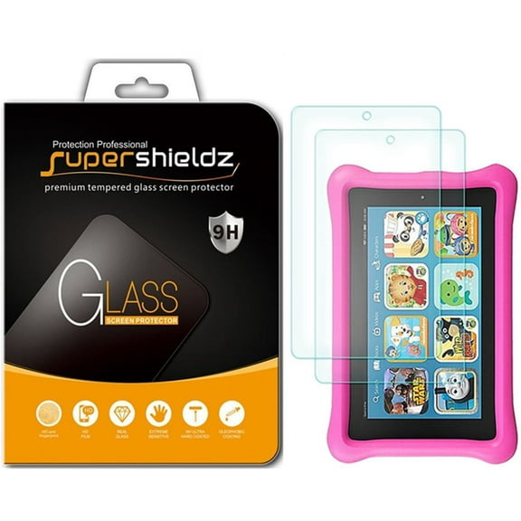[2-Pack] Supershieldz for All-New Fire 7 Kids Edition Tablet 7" Screen Protector, (9th/7th Generation - 2019/2017 Release) Tempered Glass Screen Protector, Anti-Scratch, Anti-Fingerprint, Bubble Free