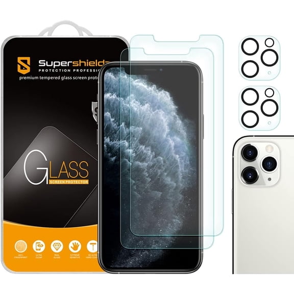 Supershieldz Anti Glare (Matte) Tempered Glass Screen Protector Designed for Apple iPhone 11 Pro Max (6.5 inch) + Camera Lens, Anti Scratch, Bubble Free (2 Pack)