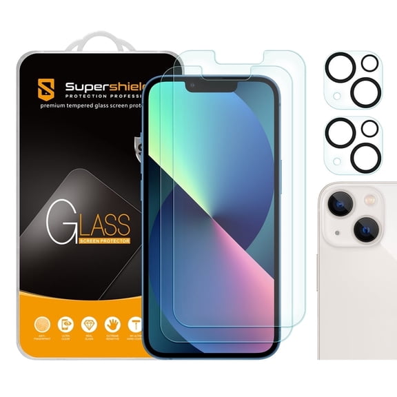 Supershieldz Anti Glare (Matte) Tempered Glass Screen Protector Designed for Apple iPhone 13 (6.1 inch) + Camera Lens, Anti Scratch, Bubble Free (2 Pack)