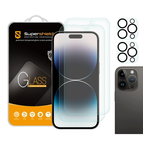 (2 Pack) Supershieldz Anti Glare (Matte) Tempered Glass Screen Protector Designed for iPhone 14 Pro (6.1 inch) + Camera Lens, Anti Fingerprint, Anti Scratch, Bubble Free