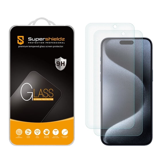 Supershieldz Designed for iPhone 15 Pro Max (6.7 inch) Anti Glare (Matte) Tempered Glass Screen Protector, Anti Scratch, Bubble Free (2 Pack)