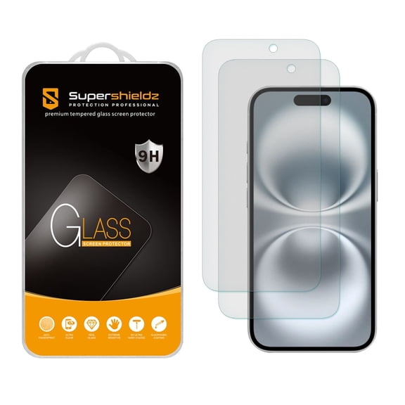 Supershieldz Designed for iPhone 16 Plus / iPhone 15 Plus (6.7 inch) Anti Glare (Matte) Tempered Glass Screen Protector, Anti Scratch, Bubble Free (2 Pack)