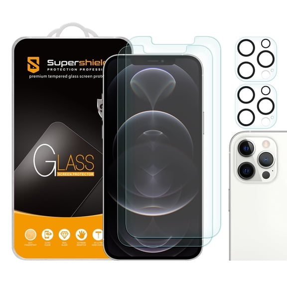 Supershieldz Designed for Apple iPhone 12 Pro Max (6.7 inch) + Camera Lens Tempered Glass Screen Protector, Anti Scratch, Bubble Free (2 Pack)