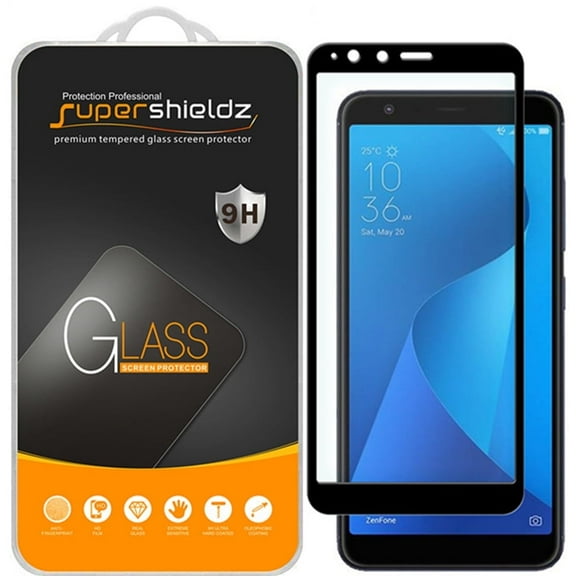 (2-Pack) Supershieldz Designed for ASUS ZenFone Max Plus (M1) [Full Screen Coverage] Tempered Glass Screen Protector, Anti-Scratch, Anti-Fingerprint, Bubble Free (Black Frame)