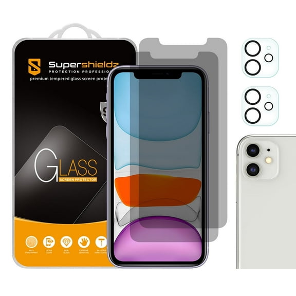 (2 Pack) Supershieldz Designed for Apple iPhone 11 (6.1 inch) + Camera Lens Privacy Anti Spy Tempered Glass Screen Protector, Anti Scratch, Bubble Free