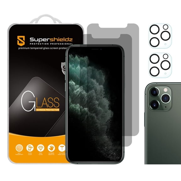Supershieldz (Privacy) Anti Spy Tempered Glass Screen Protector Designed for Apple iPhone 11 Pro (5.8 inch) + Camera Lens, Anti Scratch, Bubble Free (2 Pack)