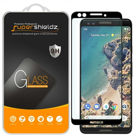 (2-Pack) Supershieldz Designed for Google Pixel 3 [Full Screen Coverage] [3D Curved Glass] Tempered Glass Screen Protector, Anti-Scratch, Bubble Free (Black Frame)