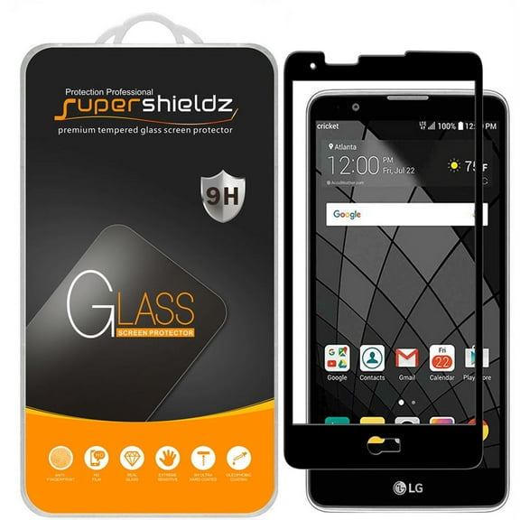 (2-Pack) Supershieldz Designed for LG Stylo 2 Plus [Full Screen Coverage] Tempered Glass Screen Protector, Anti-Scratch, Anti-Fingerprint, Bubble Free (Black Frame)