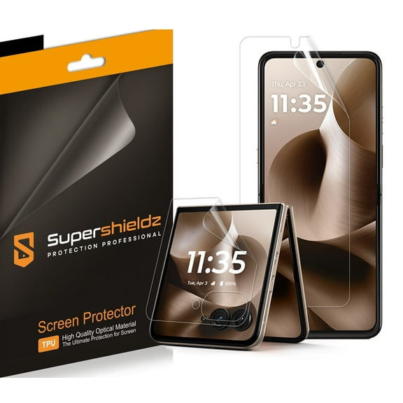 (2 Pack) Supershieldz Designed for Motorola Razr Ultra 2025 / Razr Plus 2025 (2 Main Screen and 2 Front Screen) Screen Protector, High Definition Clear Shield (TPU)